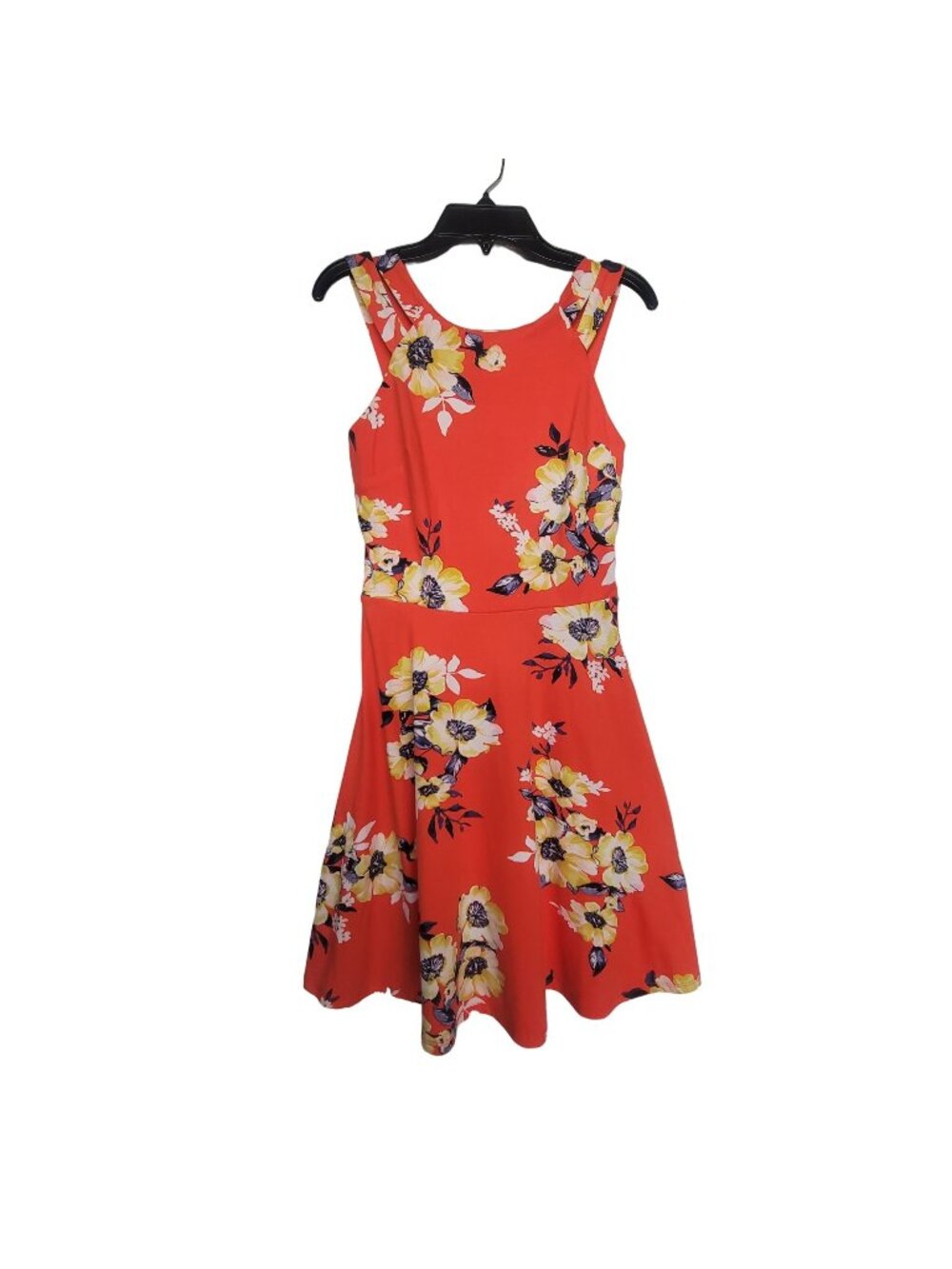 IZ Byer Women's Size XS Red Floral A-Line Dress Sleeveless Casual Party Cute - Picture 1 of 7